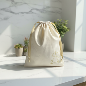 Sacs à cordon en coton et lin naturel recyclables sur mesure avec logo de sécurité pour emballages de maquillage, bijoux, bougies et artisanat - Product Image 2