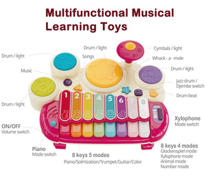 Xylophone électronique, jeu de tambour, <span class=keywords><strong>piano</strong></span> pour tout-petits et enfants, instrument de musique éducatif, jeu de tape-taupe, jouet de cognition, OEM ODM personnalisé - Product Image 3