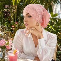 Sous-bonnet en modal extensible avec dentelle florale élégante pour la décoration du front |   Bonnet intérieur pour hijab, bonnet islamique pour femme, foulard modeste quotidien
