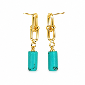 Orecchini a perno strutturati a catena lunga minimalisti, ornamenti auricolari dal design unico per l'uso quotidiano da donna, fornitura all'ingrosso - Product Image 1
