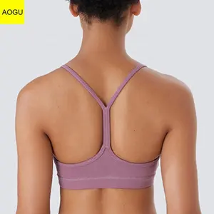 Stylish Deep Round Neck Strap Design Y Beauty Back Shock Proof Women Yoga Bra