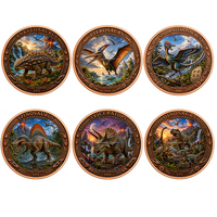 Pièce de monnaie commémorative en cuivre fin 999 de 1 once Troy, colorée UV en relief, représentant un dinosaure préhistorique, objet de collection et souvenir