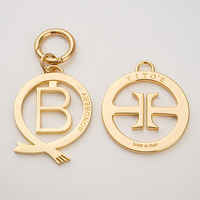 Breloque de sac personnalisée en alliage de zinc plaqué or, pendentif gravé, étiquettes métalliques rondes pour sacs à main de créateurs