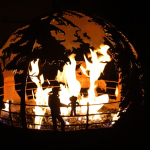 Corten Steel Outdoor Fire Bowl Modern Freestanding Hollow Metal Ball for <b>Garden</b> Patio Decoration - Product Image 3