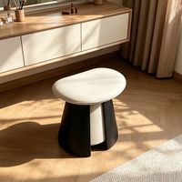 Tabouret Ottoman Moderne en Bois Massif Courbé avec Revêtement en Cuir – Portable et Polyvalent pour Chambre, Salon, Entrée