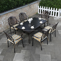 Ensemble de meubles de jardin décontractés en aluminium moulé pour la piscine avec table de barbecue