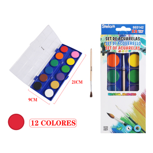 Set di pittura ad acquerello a 12 colori con pennello per artisti e studenti su carta su tela di vetro - Product Image 1