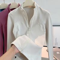 Veste de sport haut de gamme pour femme à col montant et manches longues, coupe-vent, pour le yoga, la course et l'entraînement