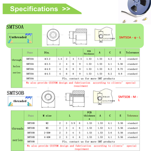 Tuerca de PCB SMT Nnt SMD de latón Tuerca estañada conductora de <span class=keywords><strong>con</strong></span> separador de latón empaquetado en carrete para bloques de terminales de montaje en PCB - Product Image 3