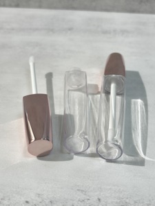 Tubes de gloss à lèvres en plastique vides 18 ml PETG transparent avec capuchon rose électroplaqué à vis, emballage cosmétique pour maquillage - Product Image 4