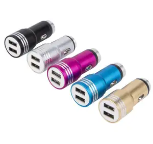 חדש 2in1 הכפול יציאות 2 USB יציאות מתכת אלומיניום סגסוגת רכב טלפון מטען עם בטיחות פטיש