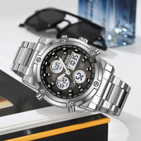 SKMEI 2556 usine haut marque de luxe en acier analogique mâle montre numérique Original hommes poignet double temps Sport montre étanche Relojes