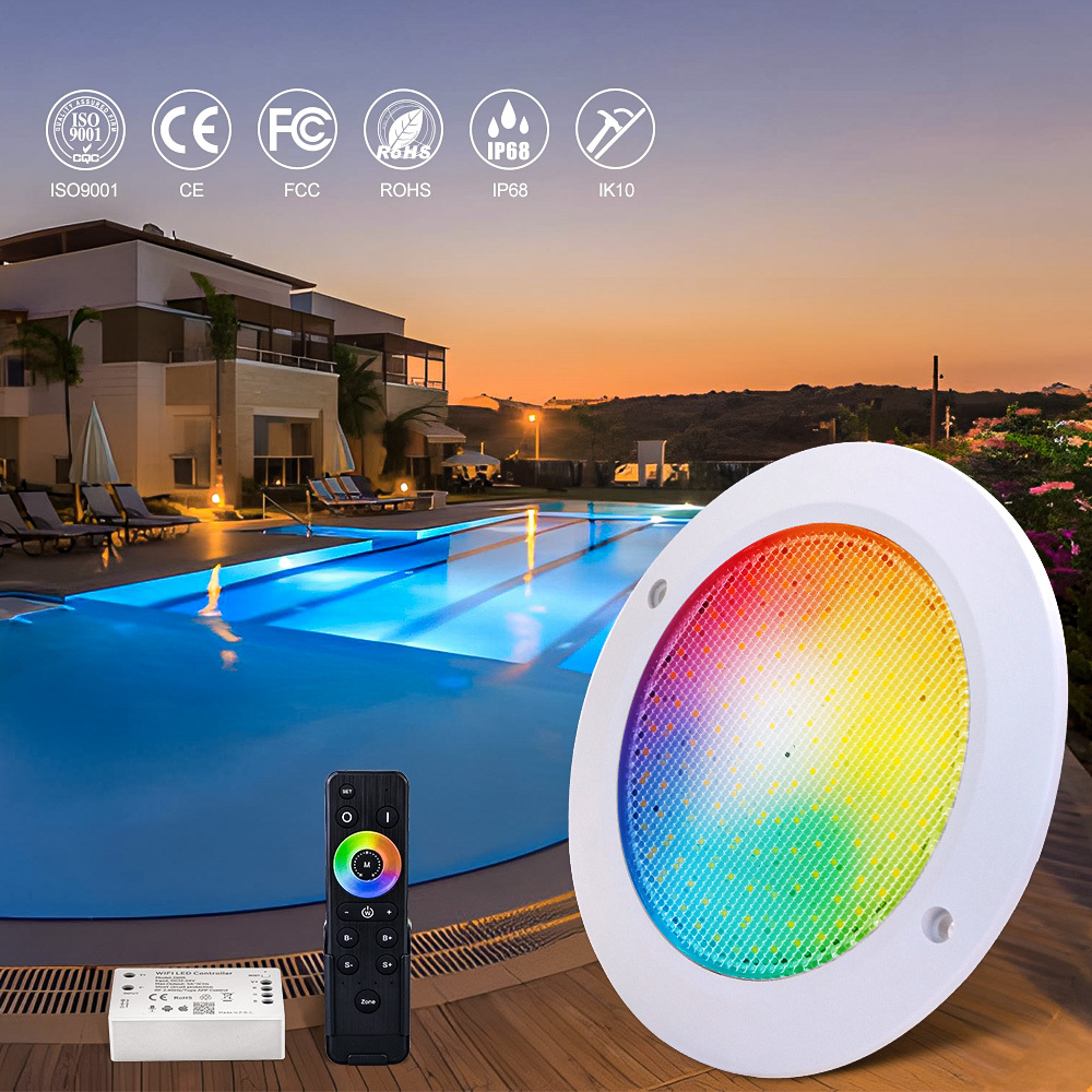 Huaxia Patent 12Volt IP68 Waterproof Underwater Application Swimming Pool Led Lights Slim Flat Pool Lamp