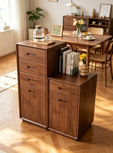 Modern Solid Wood Modular Entry Cabinet with Flat Panel Doors and 5 Drawers for Living Room Storage - Product Image 6