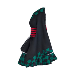 Coolmanyuan – Costume de Cosplay Kimono pour femmes adultes, en Polyester, Zentai, robe à carreaux vert, noir et rouge, été 2022 - Product Image 3