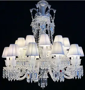 Zhongshan usine ventes directes bougie européenne lustre en cristal villa de luxe salon LED plafonnier maison suspension lampe