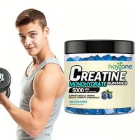 Gummies de créatine monohydrate sans sucre OEM 5g avec L-Taurine Alpha GPC pour la force musculaire et l'énergie, végétaliennes, saveur myrtille