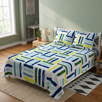 Ensemble de draps de lit double pliés imperméables en coton 100% classiques et modernes haut de gamme |   Thérapie magnétique antibactérienne écologique florale