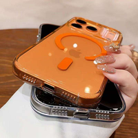 Funda Rígida de PC de 2mm Anti-Amarilleo para iPhone 17 Pro Max, Funda Transparente con Anillo Naranja para iPhone 17 18 Pro Max