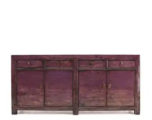 仿古中国东北手绘红色木制储物柜