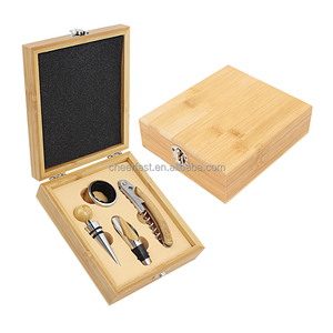 Kit de Sacacorchos de madera para vino, caja de madera de bambú, accesorios de bambú, juego de herramientas y abridor de bambú, juego de regalo, 4 Uds. - Product Image 1