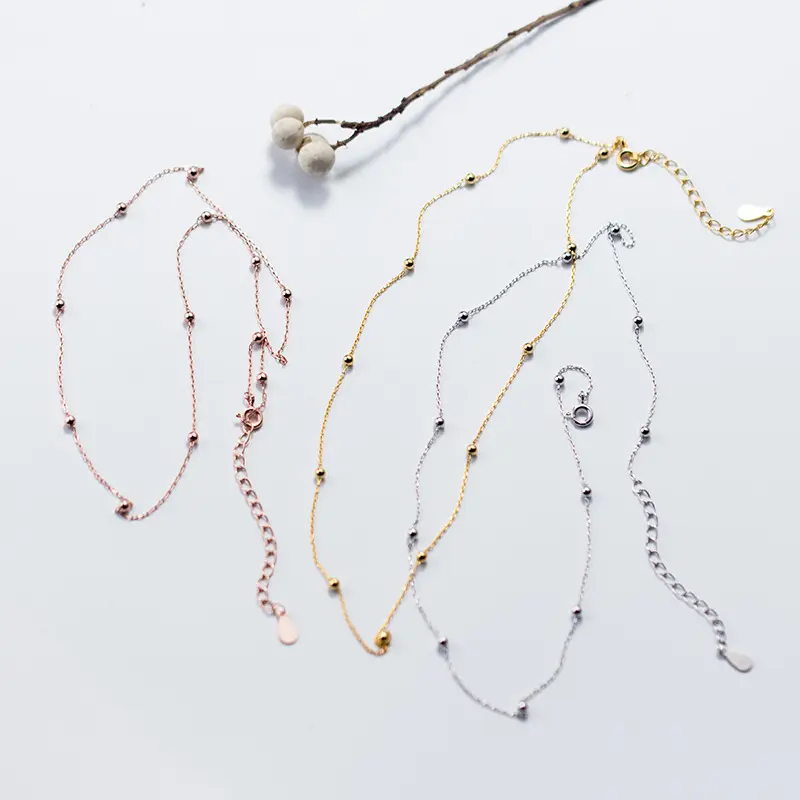 Vnox — collier chaîne à ras du cou en perles argent Sterling 925, bijou coréen, Design pour femmes