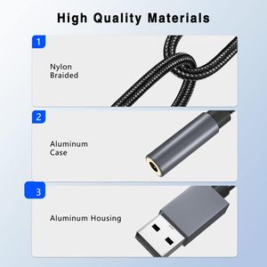Tarjeta de sonido externa <span class=keywords><strong>USB</strong></span>-A a conector de 3,5 mm, <span class=keywords><strong>adaptador</strong></span> de <span class=keywords><strong>audio</strong></span>, convertidor de auriculares <span class=keywords><strong>USB</strong></span> - Product Image 5