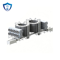 Congélateur tunnel automatique grande capacité en acier inoxydable avec moteur compresseur pour congélation rapide, équipement sur mesure pour viande aquatique