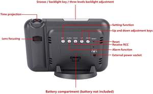 Horloge atomique de <span class=keywords><strong>projection</strong></span> de bureau à LED avec capteur numérique sans fil, température intérieure et extérieure, calendrier, alarme, rétroéclairage pour chambre à coucher, maison - Product Image 5