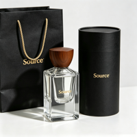Flacons vaporisateurs de parfum vides transparents de luxe 30ml 100ml avec bouchon en bois, flacon de parfum en verre personnalisé avec logo 50ml avec boîte d'emballage