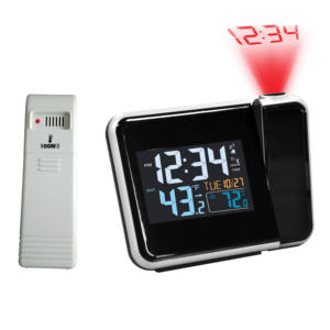 Reloj Atómico Digital LCD Electrónico con Proyección Ajustable de 180 Grados, Calendario, Estación Meteorológica Inalámbrica para Interiores y Exteriores - Product Image 1