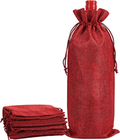 Sac cadeau personnalisé en lin rouge avec pochettes pour bijoux avec cordon de serrage, toile de jute en coton pour mariages, fêtes de Noël et présentations