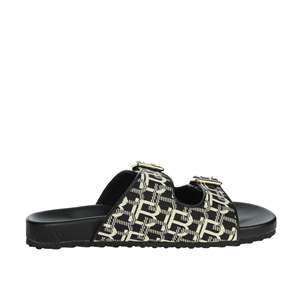Ciabatta da Donna Laura Biagiotti 9064 in Tela Bianca e Nera, Scarpe Trendy - Product Image 4