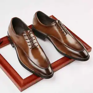 New Dropshipping British Style Men Dress Shoes Leather Men'S Slip-On Shoes Big Size Office Shoes