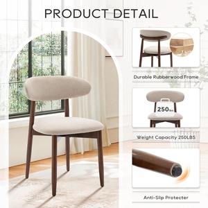 <span class=keywords><strong>Chaise</strong></span> de salle à manger de ferme moderne chaises d'appoint de cuisine rembourrées en tissu beige chevilles en pin meubles de maison - Product Image 2