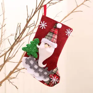 Navidad Productos Xmas Tree Navidad Decoration Christmas Elf Plush Doll Toy Stocking Kit Soft Minia Linen Christmas Stockings