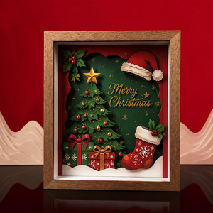 Boîte à ombres en papier 3D personnalisée pour Noël, décoration murale et de table, cadeau de fête <span class=keywords><strong>personnalisé</strong></span>, cadeau familial idéal - Product Image 4