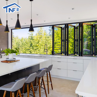 Nouvelle conception de fenêtre pliante horizontale en aluminium conforme à la norme AS2047 NFRC, fenêtres pliantes en aluminium pour cuisine et salon