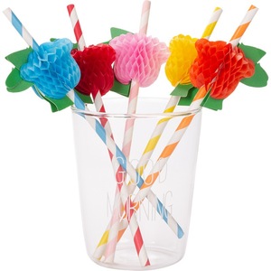 Tulip Art Straws Colorful Paper Disposable Straws With 3D Flower Decoration For Party Beverage Use - Product Image 4