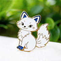 Promotion : Pin's émaillé personnalisé renard, chat, chien – Badge métallique mignon animal plaqué or, rigide ou souple, avec paillettes, pour chapeau ou sac
