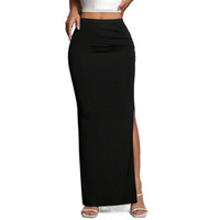 Nouvelle jupe plissée élégante mi-longue fendue taille haute couleur unie style européen et américain Printemps/Été ODM OEM