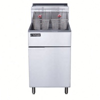DUKERS Friteuse professionnelle à gaz double panier en acier inoxydable, capacité 70 lbs, haute température, pour cuisine de restaurant et équipement de restauration rapide