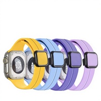 Nieuwe effenkleurige vierkante magnetische vouwsluiting siliconen horlogeband voor Apple Watch S987654321