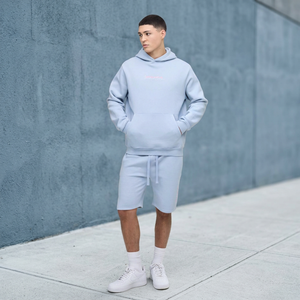 DUBBIX INDUSTRIES ชุดเสื้อสเวตเชิ้ตมีฮู้ดและกางเกงขาสั้นสำหรับผู้ชาย น้ำหนักเบา ระบายอากาศได้ดี แห้งเร็ว ไซส์ใหญ่ เป็นมิตรกับสิ่งแวดล้อม ชุดลำลอง - Product Image 3