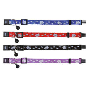 Collier pour chat en nylon réfléchissant bleu avec motif de patte pour chats - Product Image 2