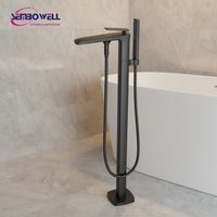 Haute qualité populaire autoportant baignoire robinet Gunmetal salle de bain sol mélangeur baignoire robinet douche bain mitigeur