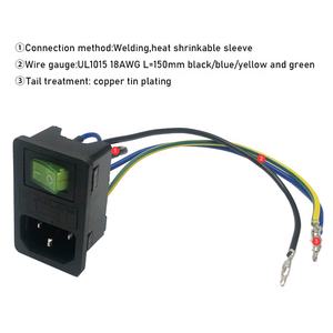 इनलेट मॉड्यूल प्लग 5A फ्यूज स्विच पुरुष पावर सॉकेट 10A 250V 3 पिन IEC320 C14 जुड़ा टर्मिनल Crimps और तारों - Product Image 5