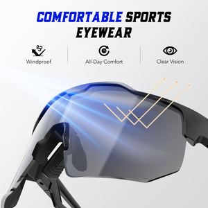 Lunettes de soleil de sport polarisées incassables noires en TAC pour la course et le cyclisme, lunettes de VTT grises, vente en gros - Product Image 5