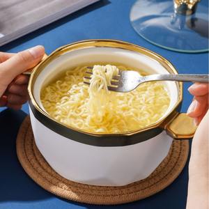 <span class=keywords><strong>Bol</strong></span> à Soupe en Céramique de Luxe Vert Jade avec Bordure Dorée, <span class=keywords><strong>Bol</strong></span> à Soupe Double Anse Créatif et Personnalisé avec Couvercle - Product Image 2
