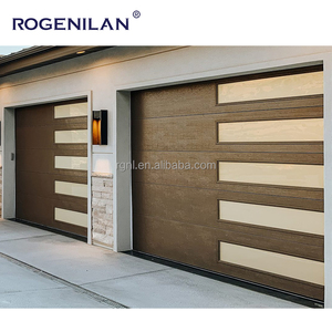 Portes de <span class=keywords><strong>garage</strong></span> sectionnelles coulissantes Rogenilan coupe-vent en aluminium à grain de bois pour villa - Product Image 3